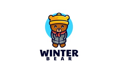 Winter Bear Cartoon Logo-stijl
