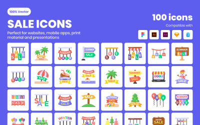 Pack of Flat Shopping Sale Icons