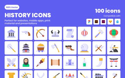 Platt detaljerad historia ikoner Pack