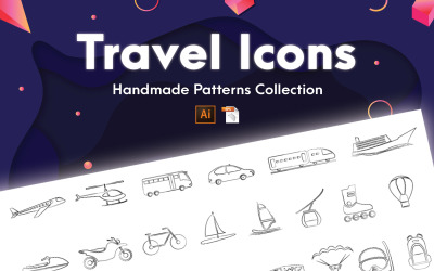 Coleção artesanal de ícones de viagens