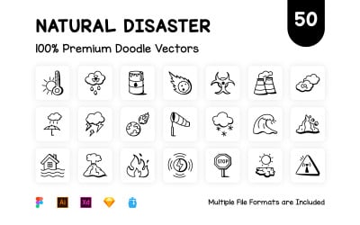 50 Flat Natural Disaster Vector Icons