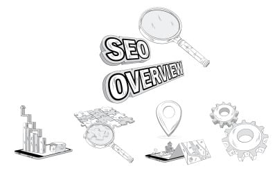 5 elemento de ilustración simple SEO
