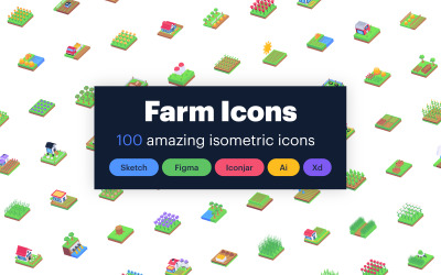 100 icone della fattoria isometrica
