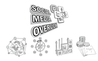 5 illustrationsobjekt Sociala medier
