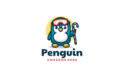 Logo jednoduchého maskota tučňáka