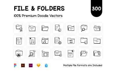 Pacchetto di icone di file e cartelle Doodle