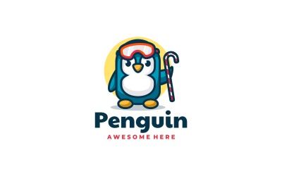 Penguen Basit Maskot Logosu