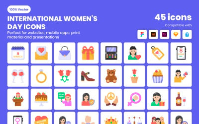 45 个国际妇女节图标