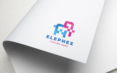 Logotipo de píxel de elefante profesional