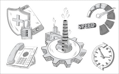 Configuración de cinco elementos de ilustración