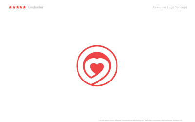 Modello di logo a cuore rotondo per il giorno del matrimonio o l&amp;#39;assistenza sanitaria.