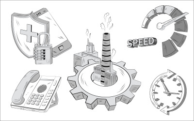 Pięć ustawień elementu ilustracji