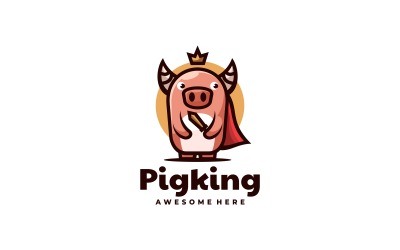 Pig King einfaches Maskottchen-Logo