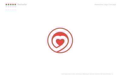 Round heart logo template for a wedding day or healthcare.