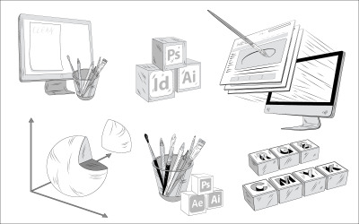 Шесть элементов дизайна иллюстраций