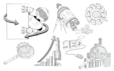 Сім ілюстрація Елемент SEO Optimszation