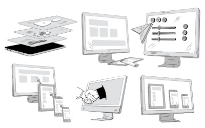 Шість елементів ілюстрації Інтерфейс користувача, досвід користувача