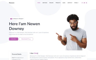 Newen – Személyes portfólió nyitóoldalsablonja