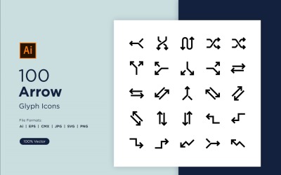 100 Arrow Glyph Icon Sets