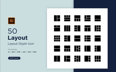 50 conjuntos de ícones de glifos de layout