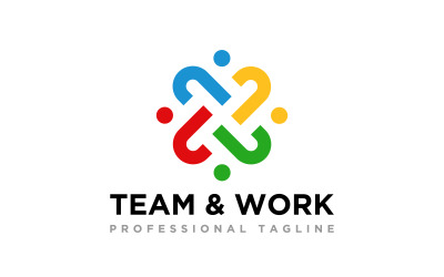 Design de logotipo de trabalho em equipe humana