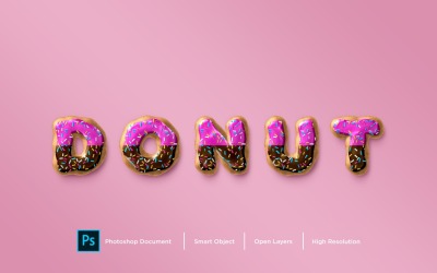 Entwurfsvorlage für Donut-Texteffekt-Ebenenstil