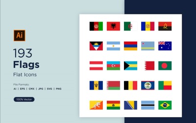 193 Flag Flat Icon Sets