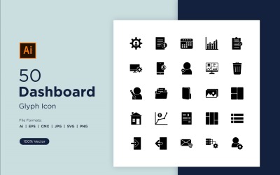 50 Icona del glifo della dashboard di amministrazione