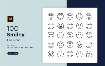 100 jeux d&amp;#39;icônes Smiley Line