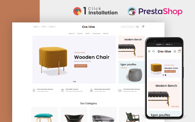 Kreatywny sklep z drewnem i meblami Prestashop Theme