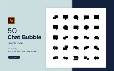 50 pratbubblor Glyfikon