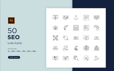 50 Search engine optimization Line Icons Set