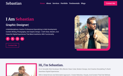 Sebastian - Személyes portfólió HTML5 landing oldal sablon
