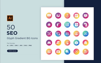 50 SEO Glyph Gradient BG-ikon