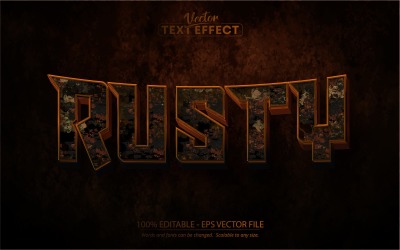 Rusty - redigerbar texteffekt, rostig metallisk textstil, grafikillustration