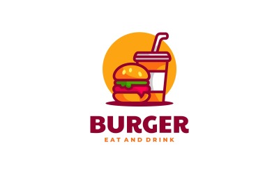 Burger mit Getränk-einfachem Logo