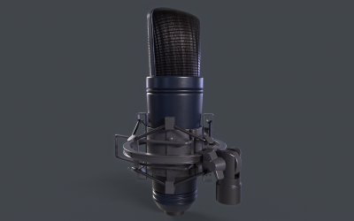 Modelo 3D de baixo poli para microfone de estúdio