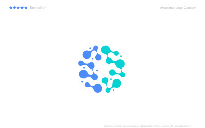 Abstract dots logo template for MRI technology, neural network research and neurology.