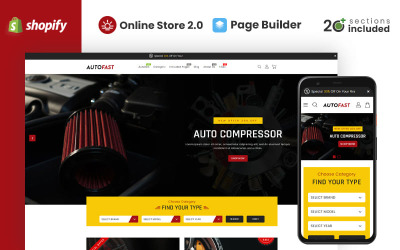 AutoFast Auto Parts Store Motyw Shopify