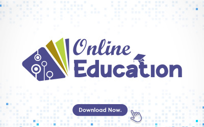 Profesjonalna edukacja online i logo aplikacji do nauki online.