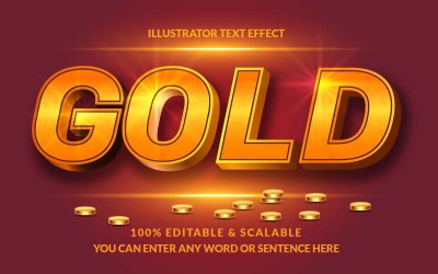 Zlaté stylové upravitelné vektory textových efektů