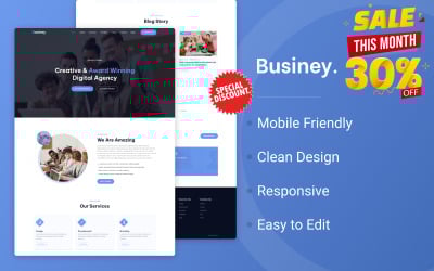 Businey — одностраничный HTML-шаблон веб-сайта Bootstrap для цифрового агентства