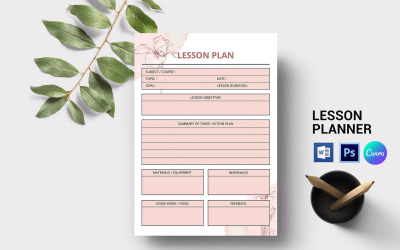 Lesplan Afdrukbare sjabloonplanner