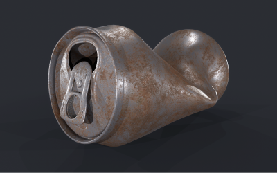 Modelo 3D de baixo polimento de estanho esmagado