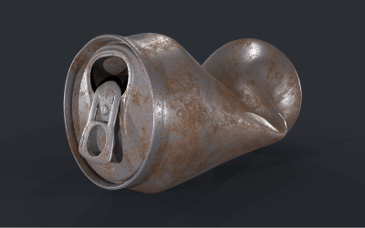 Modelo 3D Tincan aplastado Low-poly