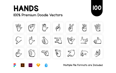 Collection d&amp;#39;icônes de langue des signes Doodle