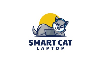 Logo kreskówka maskotka inteligentnego kota
