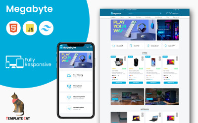 Megabyte - Obchod s technologiemi | Šablona víceúčelové webové stránky elektronického obchodu | HTML – Tailwind CSS