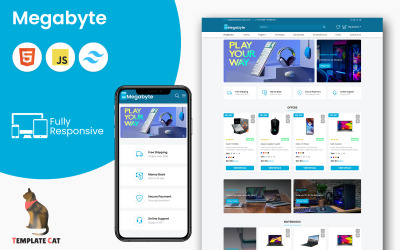 Megabyte - Teknoloji Mağazası | Çok Amaçlı e-Ticaret Web Sitesi Şablonu | HTML - Arka Rüzgar CSS