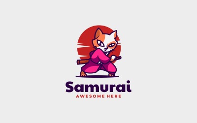 Samuray Maskot Karikatür Logosu